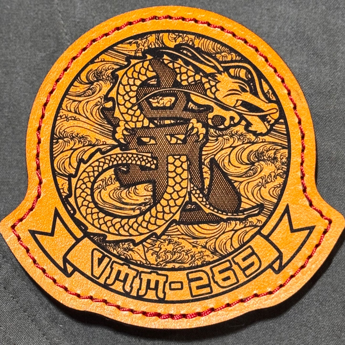 VMM-265 Dragons Squadron Patch W/ Japanese Wave Background